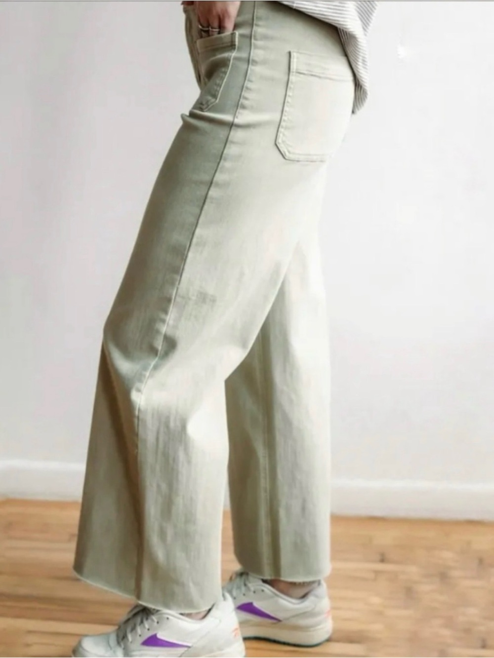 Oat New York Natural Cream/Sage Wide Leg Jeans